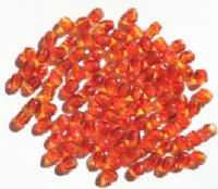 100 4mm Faceted Two Tone Topaz & Orange Firepolish Beads